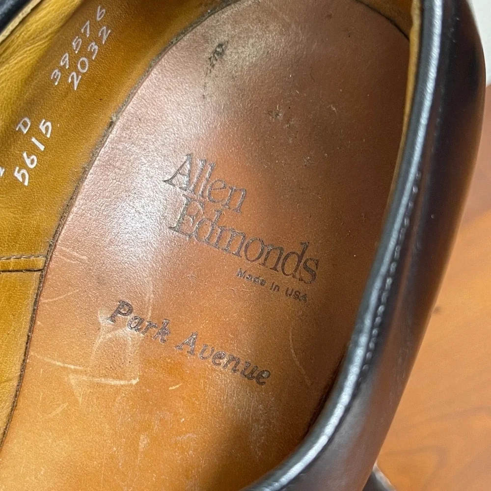 Allen Edmonds Park Avenue 5615 Black Leather Cap Toe Oxford Dress Mens 11.5 D